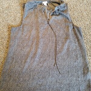 J. Crew Black and White Chevron Sleeveless Blouse